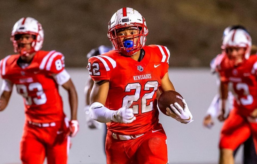 Bakersfield College punt returner Cameron Roberson (22).