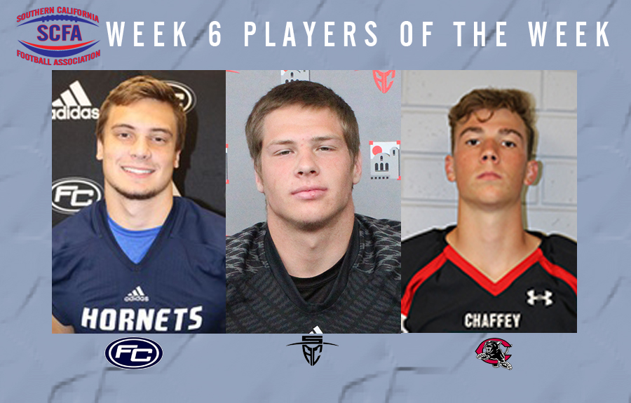 Week 6 Players of the Week (left-right): Gresh Jensen (Fullerton), Brett Ferguson (Santa Ana), Nick Lawson (Chaffey)